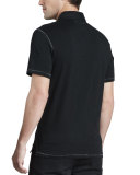 Pickstitched Slub Polo, Black