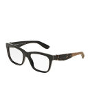 Square Floral-Trim Optical Frames