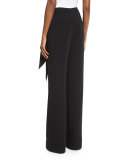 Casablanca Wrap Straight-Leg Trousers, Black