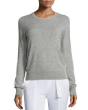 Contrast Tipping Crewneck Sweater, Heather Steel/Off White