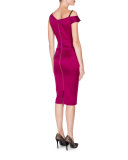 Asymmetric One-Shoulder Peplum Dress, Orchid Pin