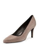 Tessa Suede Mid-Heel Pump, Topo