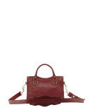 Edge City Mini Goatskin Satchel Bag, Dark Red