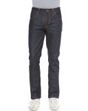 Grim Tim Straight-Leg Denim Jeans, Dark Blue