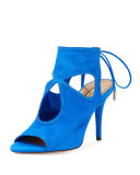 Sexy Thing Suede Cutout Sandal, Mondrian Blue