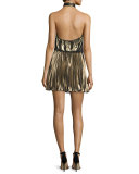 Metallic Tie-Front Halter Top, Gold