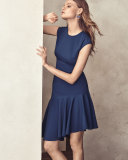 Cap-Sleeve Asymmetric-Hem Dress, Tarn