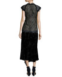 Velvet Paisley Midi Skirt, Black