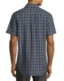 Graham Plaid Short-Sleeve Sport Shirt, Navy