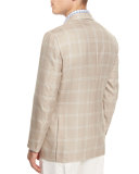 Gregory Windowpane Two-Button Sport Coat, Tan