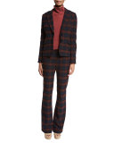 Plaid Two-Button Blazer, Red/Midnight