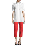 Cadence Cropped Cigarette Trousers, Bright Red