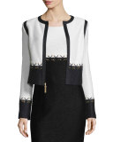 Aliso Colorblock Cropped Jacket, Frost/Caviar