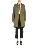 Hooded Wings-Print Anorak Jacket, Olive