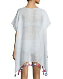 Fine-Stripe Tassel-Hem Caftan