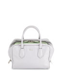 Medium Soft Calf Inside Bag, Gray/Aqua Green (Granito+Acquamarina)