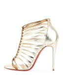 Milla Metallic Strappy Red Sole Bootie, Light Gold