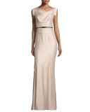 Asymmetric-Neck Mermaid Gown, Red