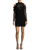 Purl Knit Cold-Shoulder Shift Dress