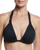 Neutra Solid Halter Swim Top, Black