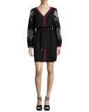 Theresa Embroidered Tunic Dress, Black