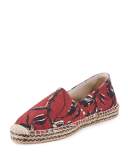 Canaee Printed Espadrille Flat, Burgundy