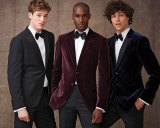 M-Line Plaid Velvet Satin-Lapel Jacket