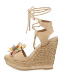 Cake Beaded Wedge Espadrille Sandal, Beach