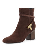 T-Bar Suede 65mm Bootie, Brown