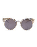 Transfer Rounded Square Sunglasses, White/Brown