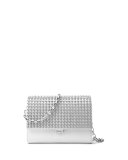 Yasmeen Small Studded Clutch Bag, Optic White/Palladium