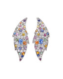 Estate Art Deco Diamond & Sapphire Flame Earrings