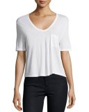 Classic Cropped Tee w/ Pocket, White