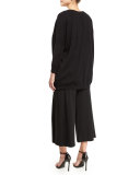 Comfortable Pleated Interlock Culottes, Black