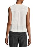 Edalette Sleeveless Tie-Hem Top, White