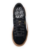 Basket Suede Platform Creeper, Black/White