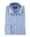 Jason Slim-Fit Houndstooth Stretch Dress Shirt, Blue