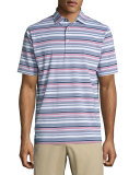 Wheaton Striped Performance Jersey Polo Shirt, Navy/Red/White
