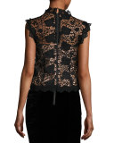 Sleeveless Boxy Lace Top, Black/Nude