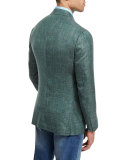 Textured Wool-Blend Blazer, Green