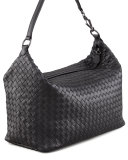 Woven Leather Shoulder Bag, Black