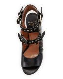 Noe Breaded Double-Buckle Sandal, Black