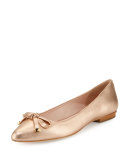 emma leather bow ballerina flat, rose gold