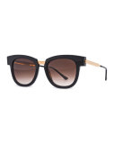 Mondanity Notched Butterfly Sunglasses, Black