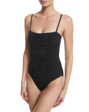 Ruched One-Piece Swimsuit, Black