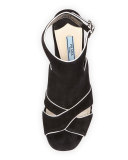 Suede Cutout Ankle-Wrap Sandal