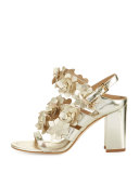 Blossom Leather 65mm Sandal, Spark Gold