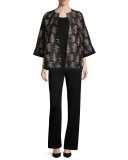 3/4-Sleeve Silk Embroidered Jacket 