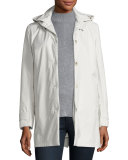 Lightweight Button-Front Hooded Jacket, Snow White