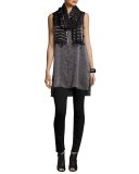 Sleeveless Printed Hammered Tunic 